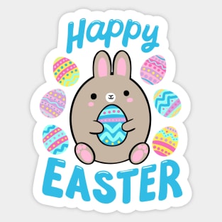 Happy Easter cute Easter bunny holding an egg Sticker